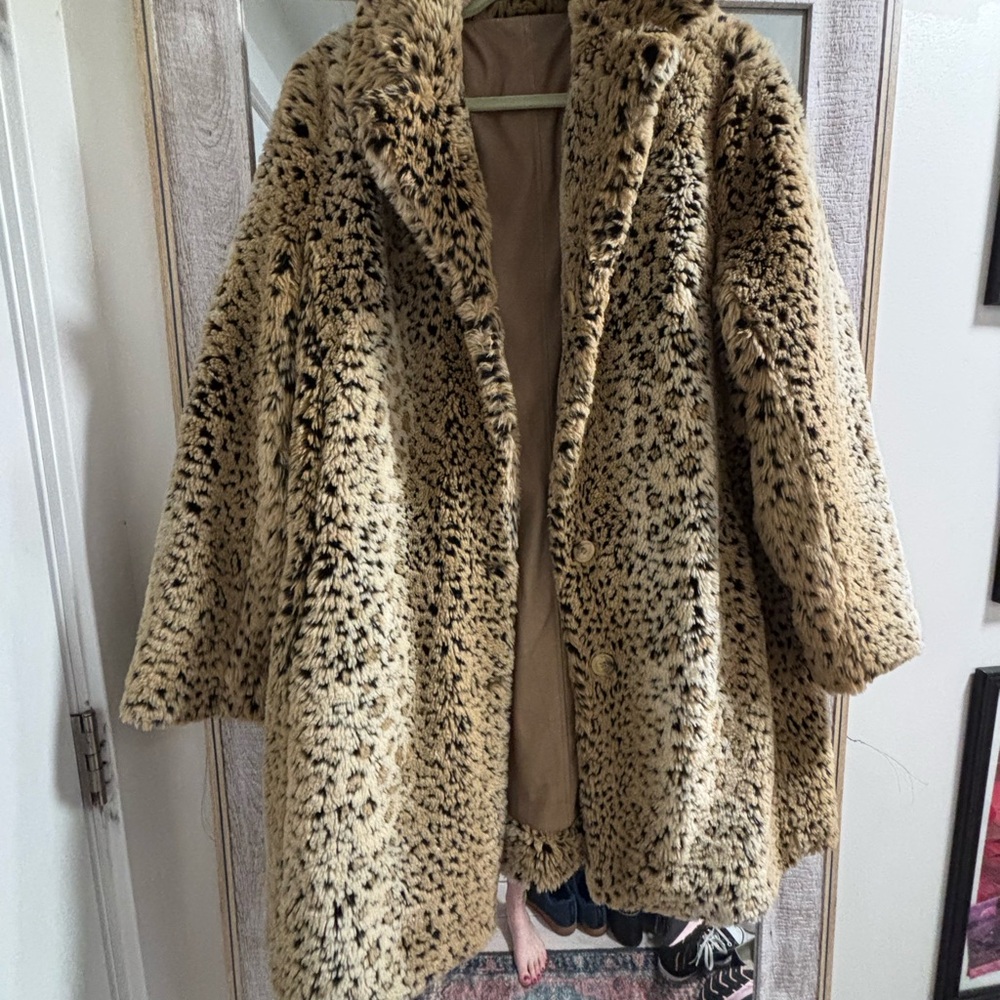 Leopard Print Faux Fur Coat